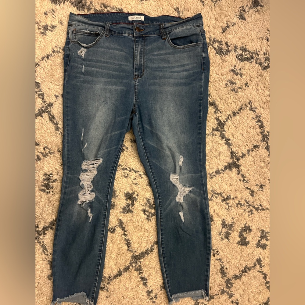Ms. Cello high rise stretch denim distressed jeans plus size womens 20